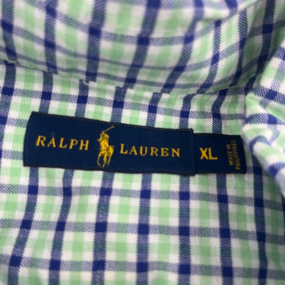 Ralph Lauren Mens XL Green & Blue Checkered Long-Sleeve Shirt - Picture 3 of 4